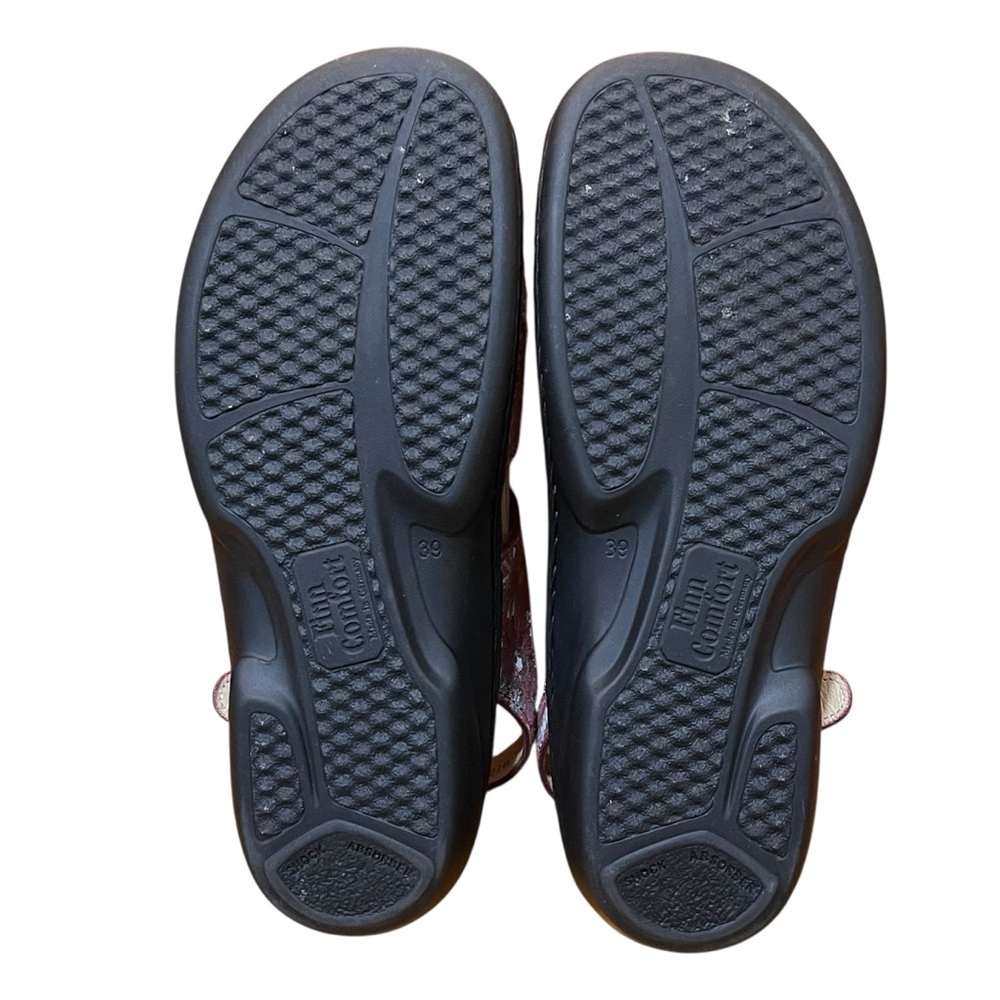 Finn Comfort Silver Floral Sandals Burgundy Arch Support Vacation Travel 39 - Picture 15 of 16
